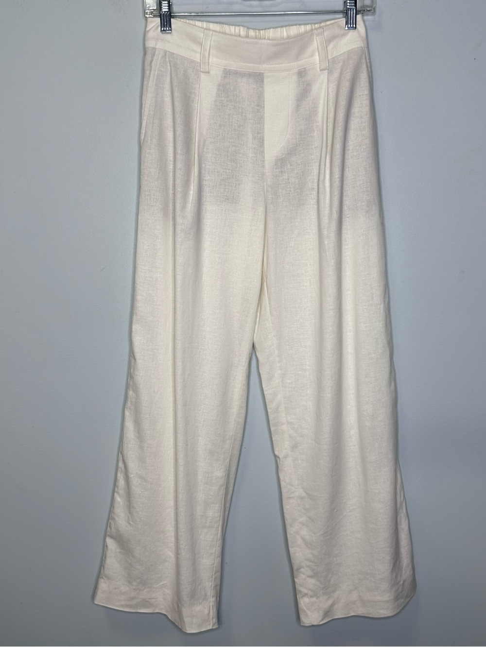 Vince Women’s Off White Linen Linen Blend Elastic Waist Pull On Pants